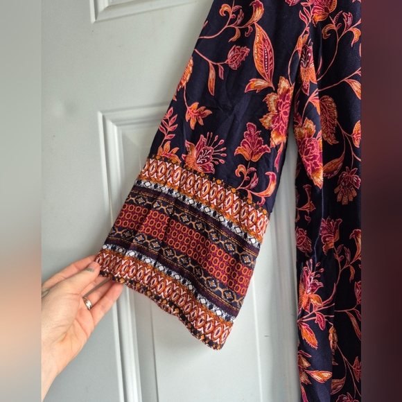 Beachlunchlounge Small Navy Floral Print Boho Midi Dress - Picture 2 of 9